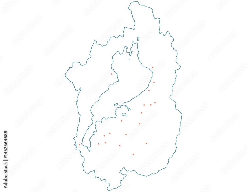 Fototapeta premium 滋賀県 地図 白 斑点 イラスト
