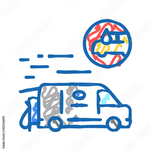 mobile car wash icon doodle illustration
