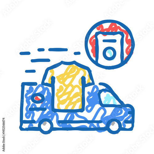 laundry pick up delivery icon doodle illustration