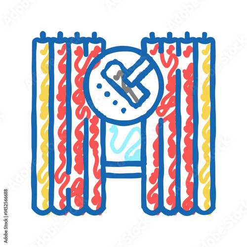 curtains and blinds cleaning icon doodle illustration