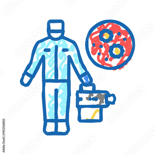 antiviral sanitization icon doodle illustration