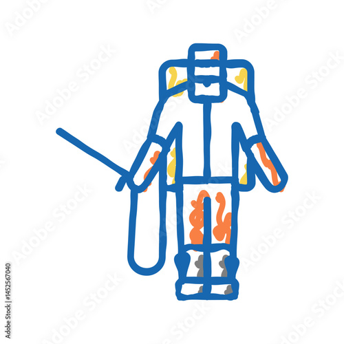 sprayer man icon doodle illustration