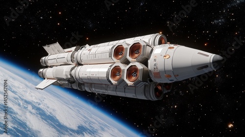 Wallpaper Mural 3D Rendering Rocket launch Concept, 3D Render of a Futuristic Rocket in Space Ready for Exploration Against a Starry Background Torontodigital.ca