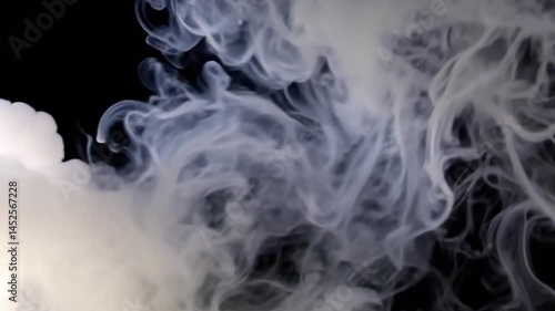 Rising Wall of Endless Smoke Steam Loop on Black Background	