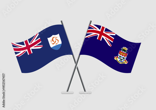 Anguilla and Cayman Islands vector flags arranged for diplomacy themes
