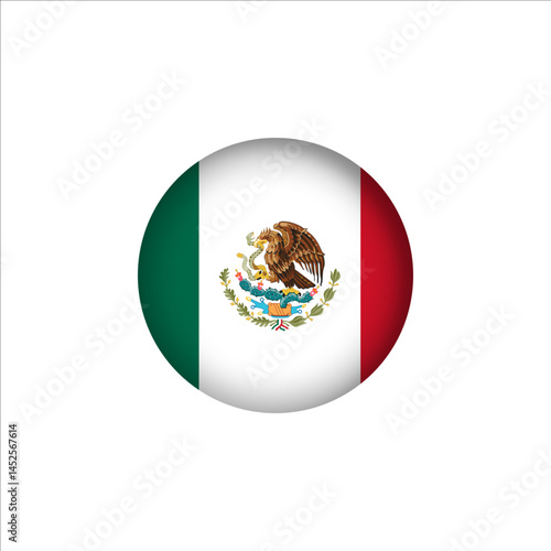 Mexico flag in 3D sphere shape. Mexico flag logo illustration. Mexico flag icon.