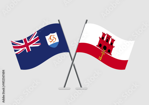 Anguilla and Gibraltar vector flags in clean official vector illustration