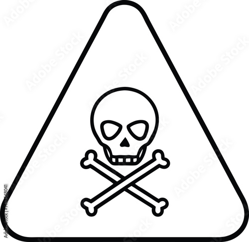 skull with crossbones danger symbol icon  outline vector illustration on white background