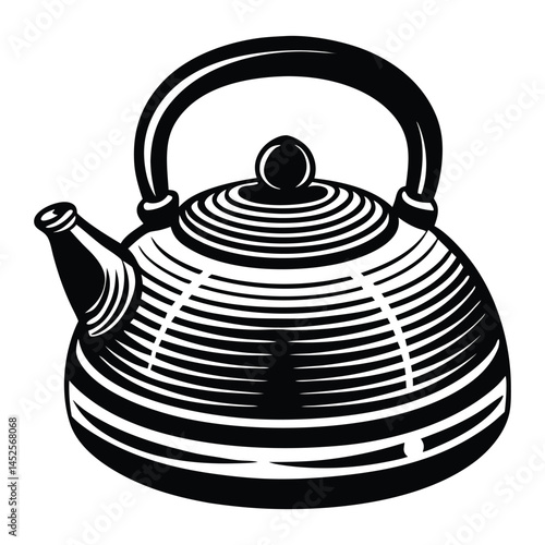 Tea pot with steam logo design concept, Teapot Silhouette Vector, Elegant teapot silhouette vector
