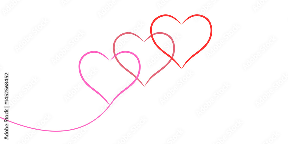red, and pink heart on white background in png. three heart red, and pink heart on white background in png. three heart