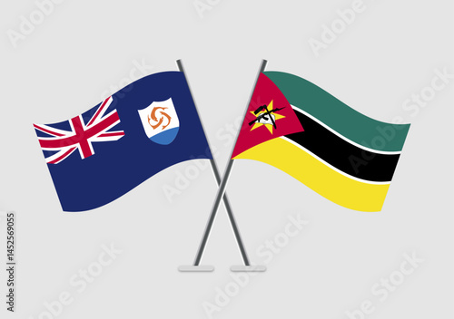 Anguilla and Mozambique vector flags graphic expressing connection
