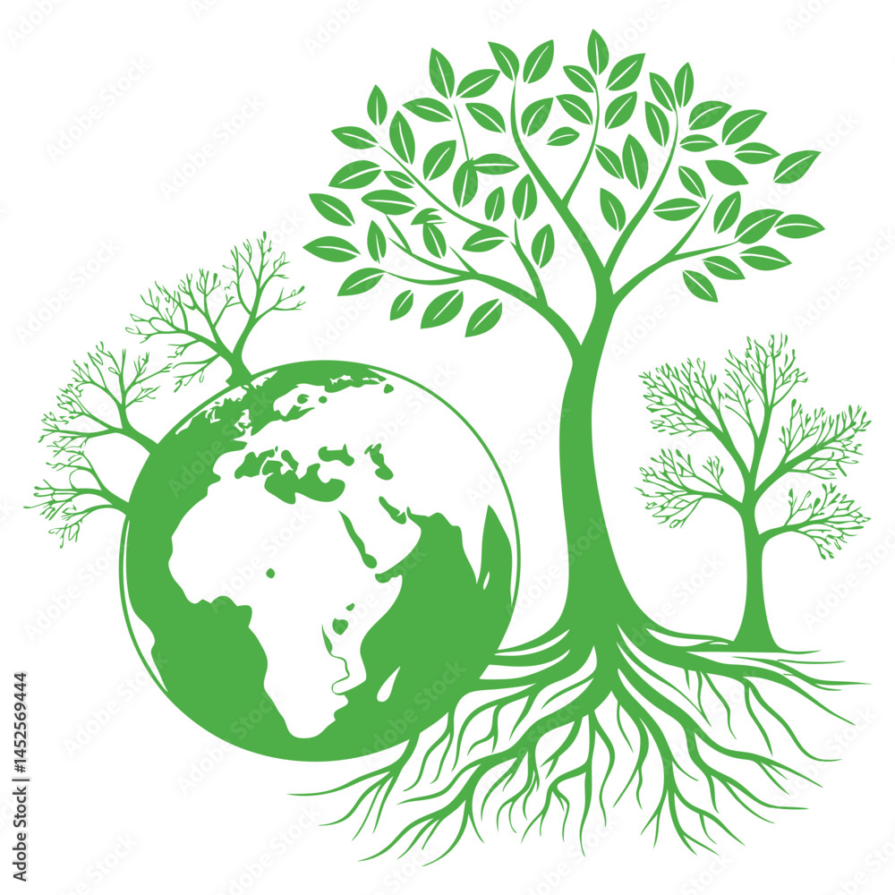 Obraz premium Green tree with globe