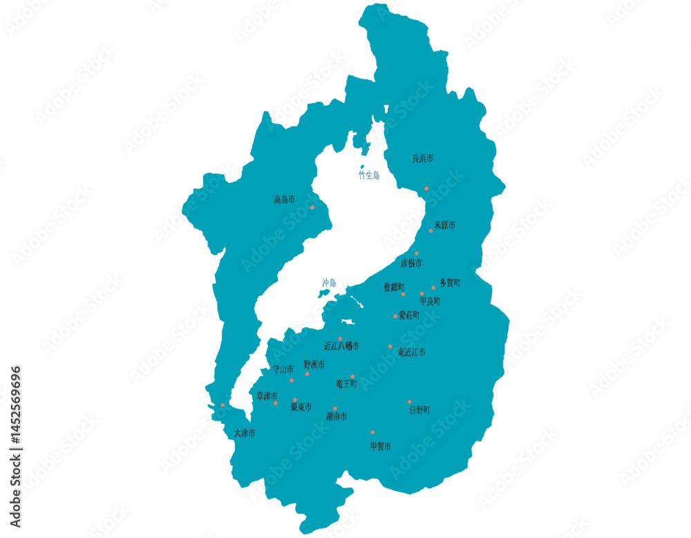 Obraz premium 滋賀県 地図 グリーン 斑点 イラスト