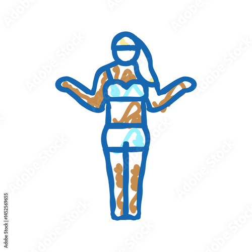 tanned woman icon doodle illustration