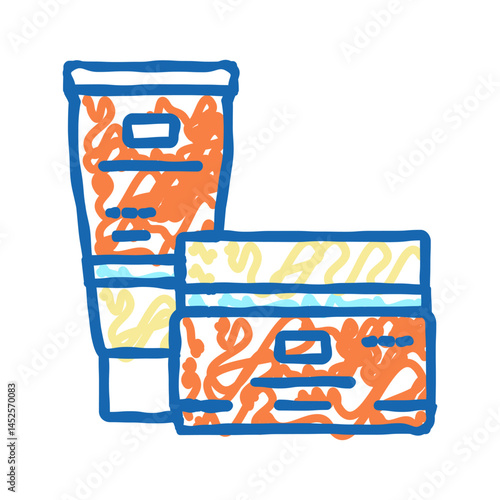 suntan cream cosmetic packaging icon doodle illustration