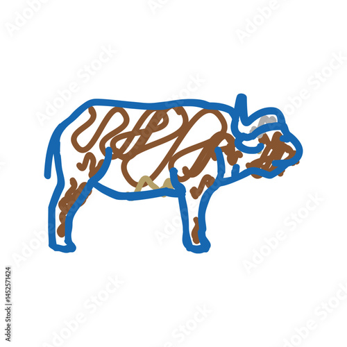 buffalo mammal wild animal icon doodle illustration