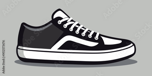 Stylish Black and White Canvas Sneaker Illustration