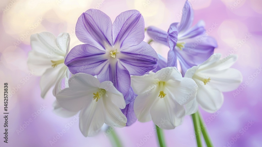 Obraz premium Soft purple and white hyacinth flowers.