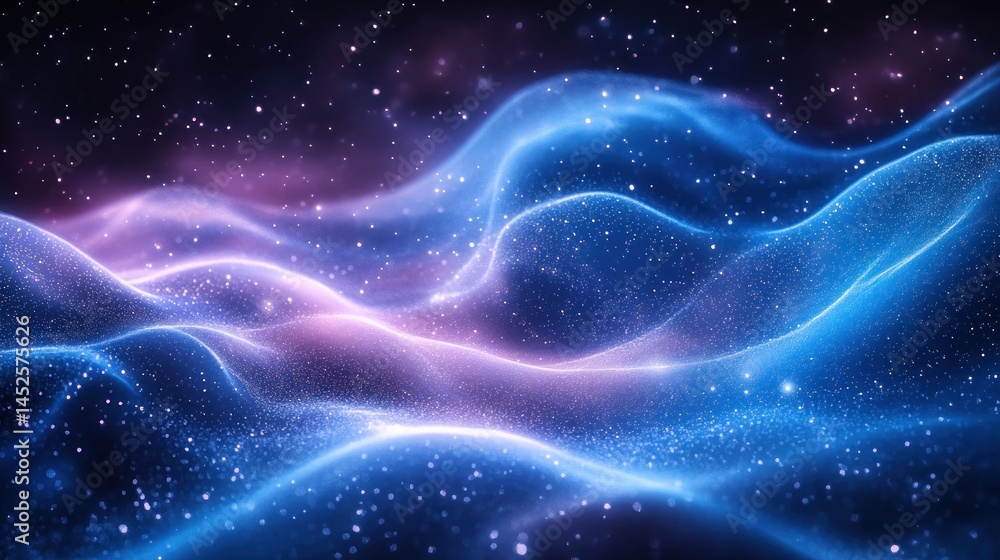 Fototapeta premium Abstract cosmic waves, swirling nebula, star dust background