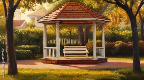 Gazebo in park scene