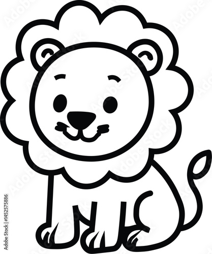 Lion Coloring book in line art and sketch 