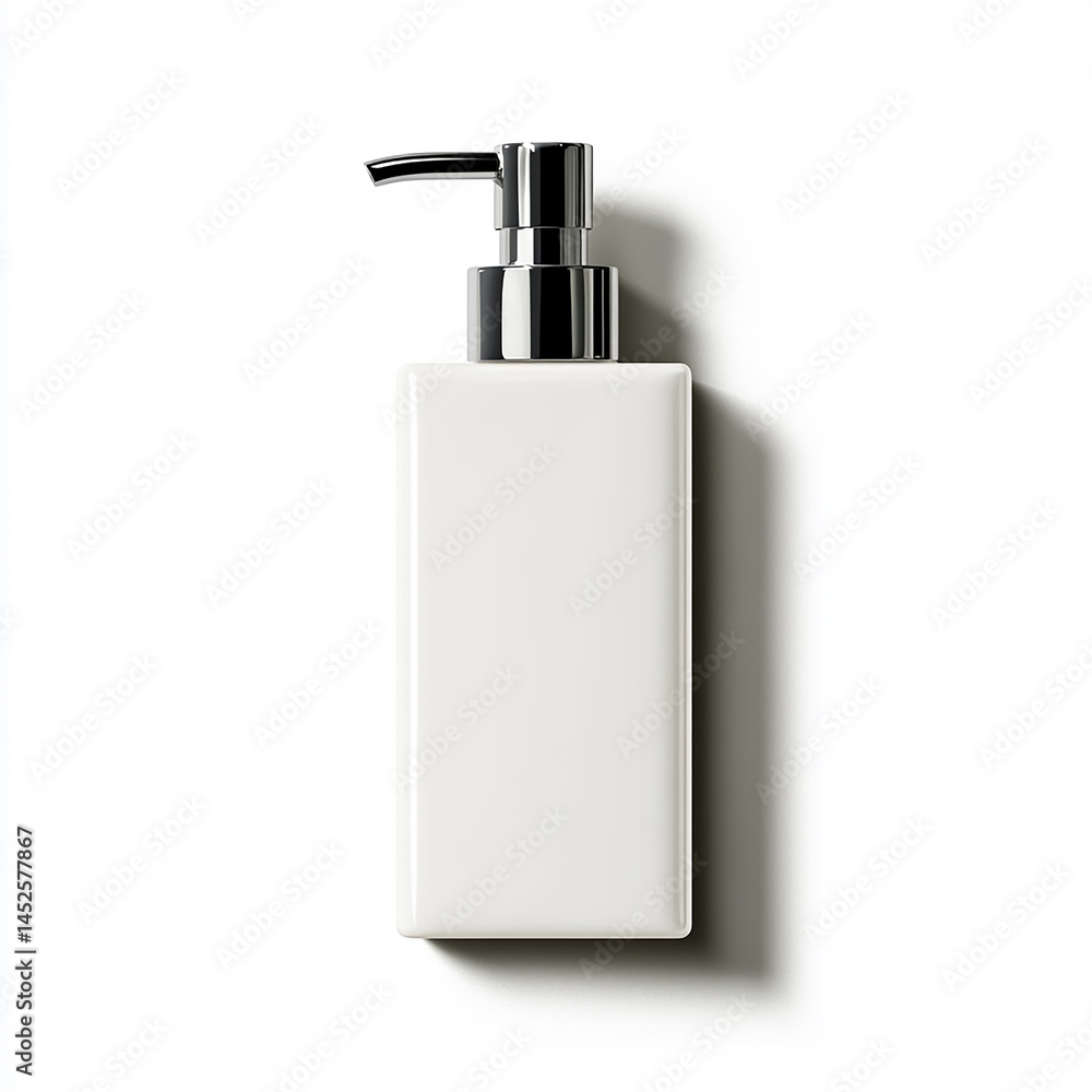 Vector Style White Shampoo Bottle with Pump Head Simple Design Vector Style White Shampoo Bottle with Pump Head Simple Design