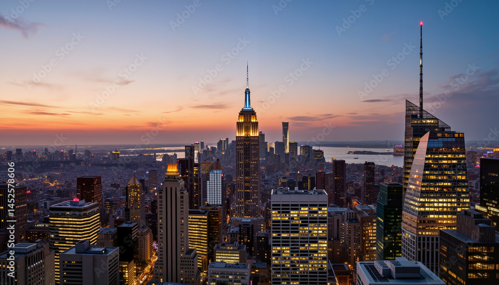 Obraz premium Skyline of New York City at Sunset 
