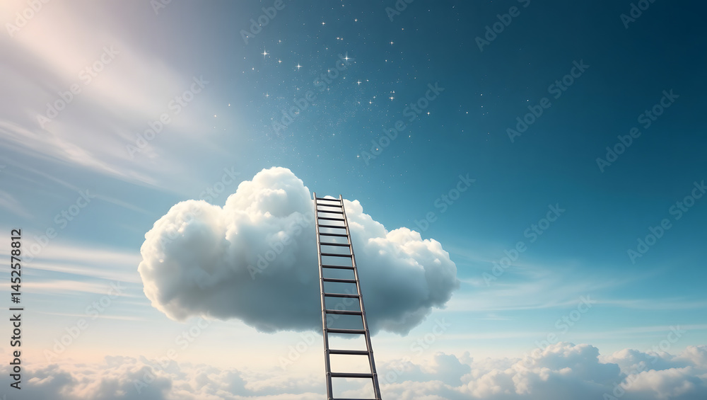 Surreal Ladder to the Clouds A Journey of Dreams and Aspirations