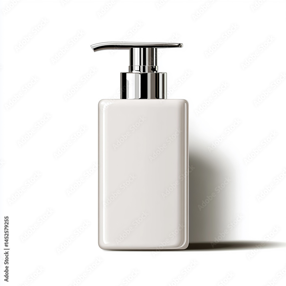 Vector Style All-White Shampoo Bottle with Pump Head Vector Style All-White Shampoo Bottle with Pump Head
