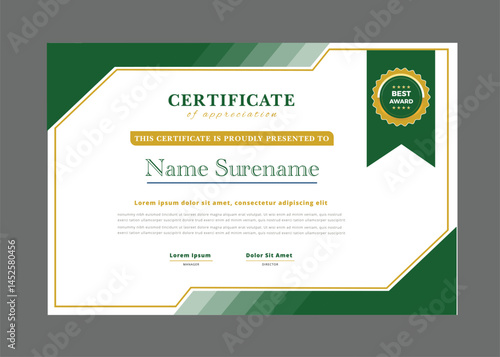 Green Luxury modern certificate design template.