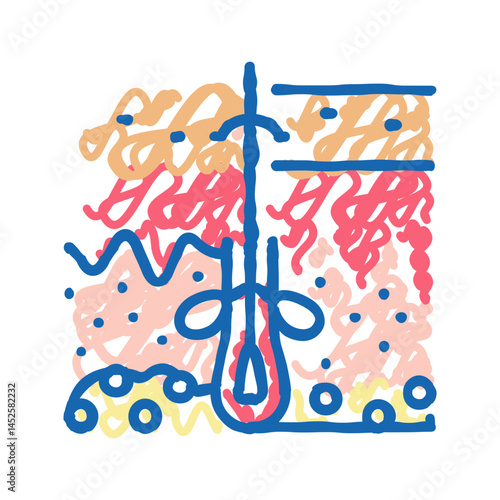 sebum skin production icon doodle illustration
