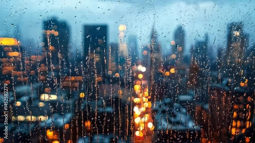 Wallpaper Mural Rainy night city view from window Torontodigital.ca