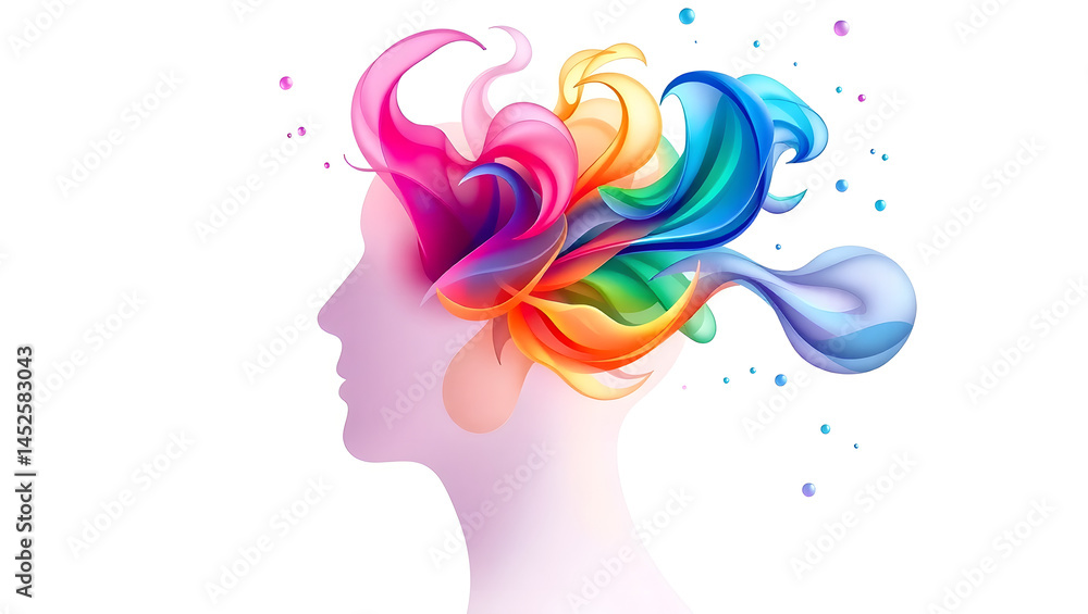 Abstract Illustration Vibrant Mind, Creative Flow, Colorful Thoughts