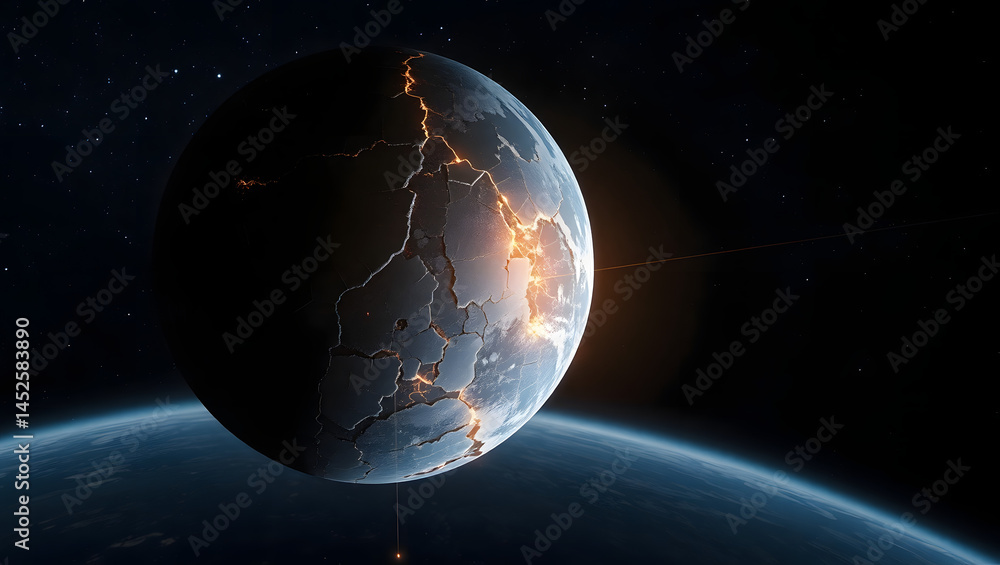Cracked Planet A Cosmic Repair – Stunning Space Art