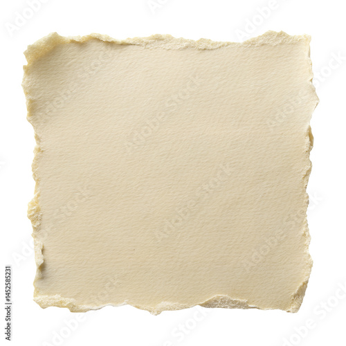 piece of cream color paper tear isolated on transparent background, png