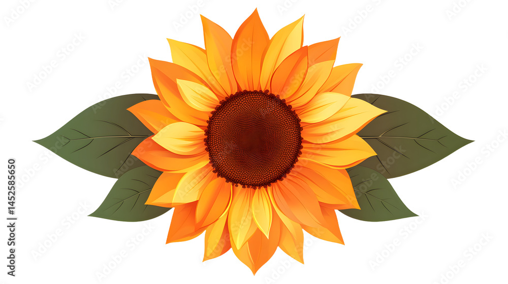 Naklejka premium a sunflower clipart, flower element, flat design illustration, yellow-orange palette, isolated on white background