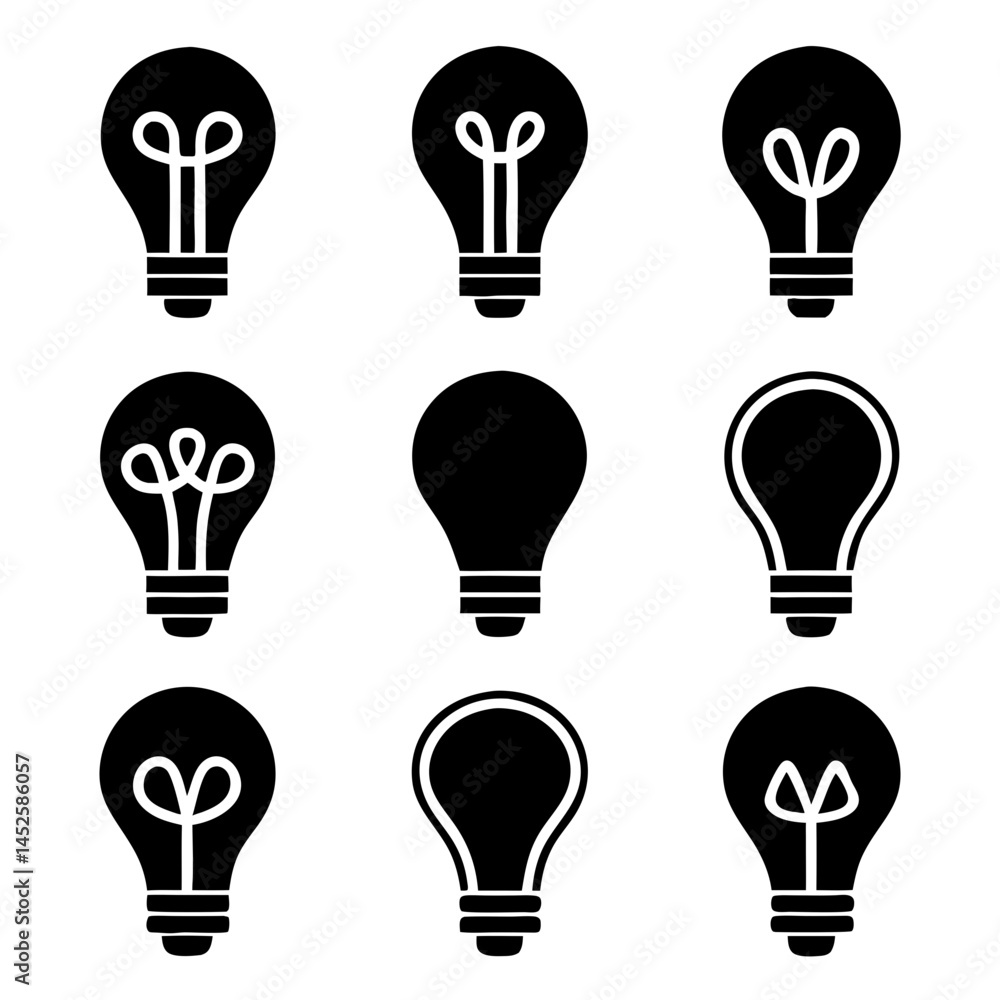 Black Light Bulb Vector Set.tech or innovation product showcasing Black Light Bulb Vector Set.tech or innovation product showcasing