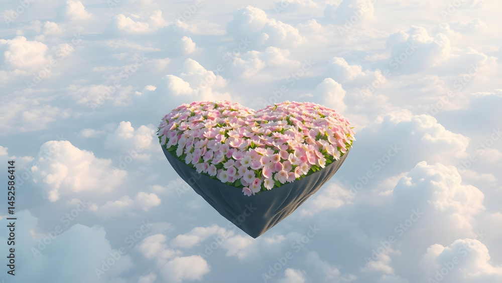 Floating Heart Island A Skybound Paradise of Flowers