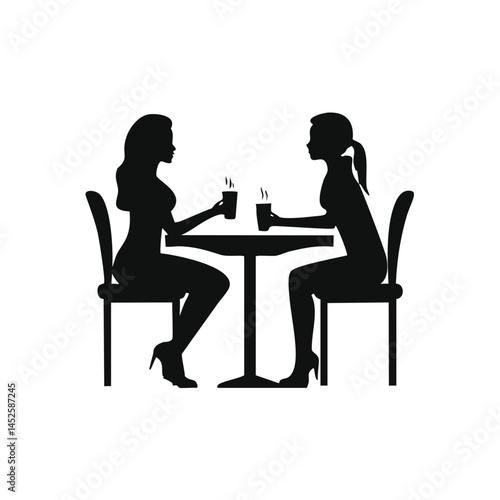 omen Sitting and Talking Over Coffee