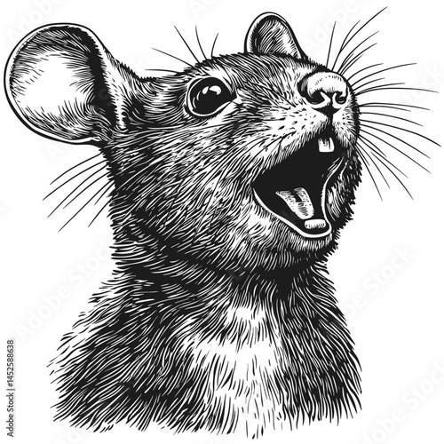Vintage woodcut Mouse Head, old style engraving vector, retro rodent sketch, rustic animal illustration, antique drawing, traditional ink print, black wildlife etching