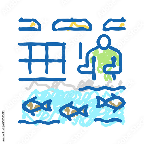 hatcheries salmon icon doodle illustration