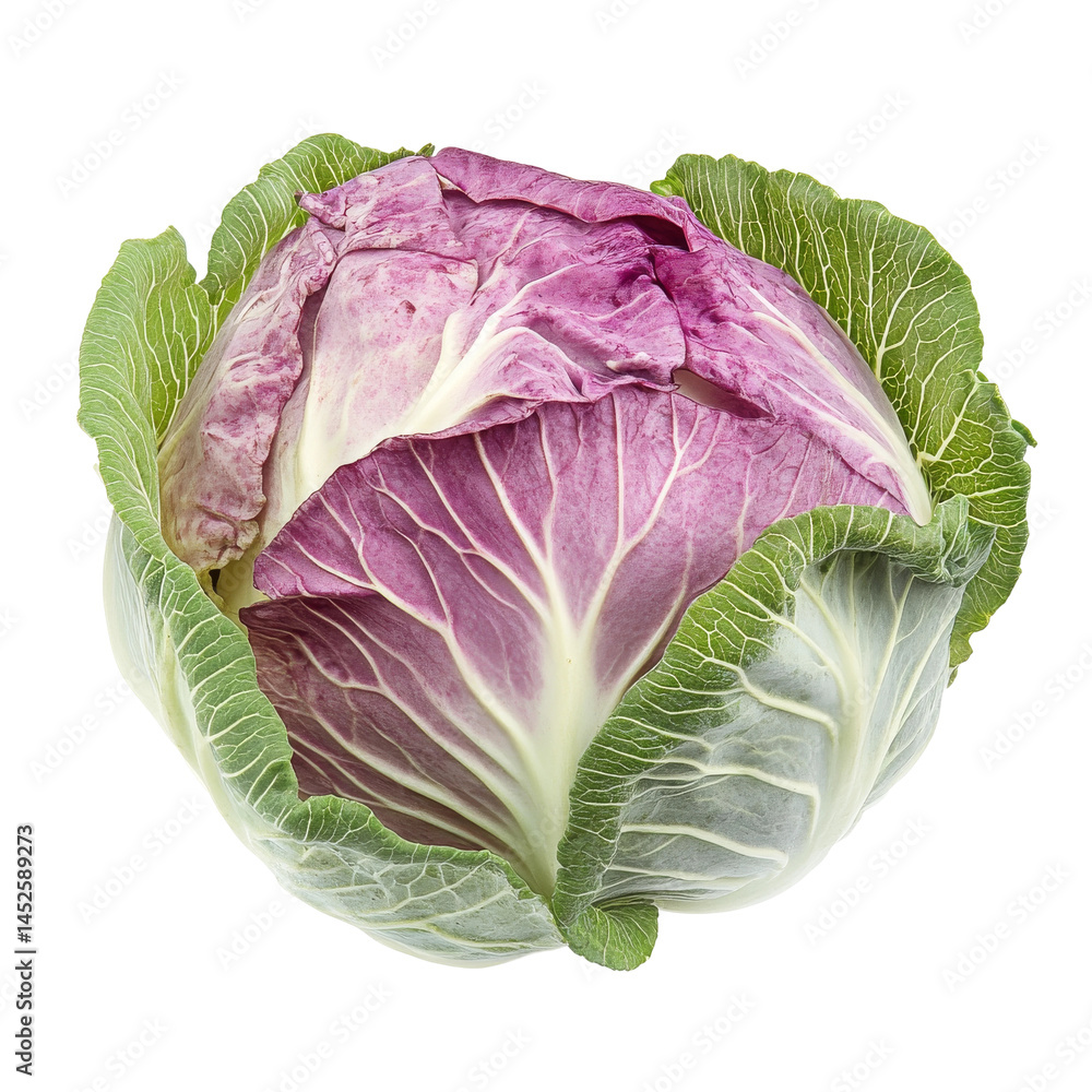 Obraz premium A fresh vibrant purple cabbage, with a close-up view