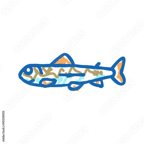 fry salmon icon doodle illustration