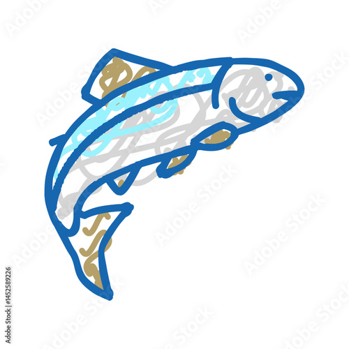 salmon fish icon doodle illustration