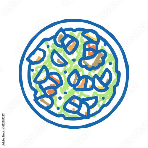 salad salmon icon doodle illustration