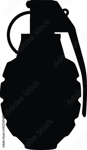 Hand grenade icon, grenade silhouette, Army military hand grenade silhouette vector