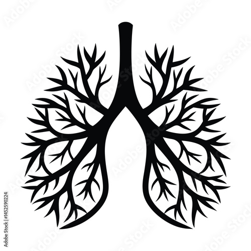 Tree branches shaped as lungs on white background