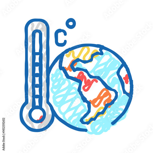 warming effect icon doodle illustration