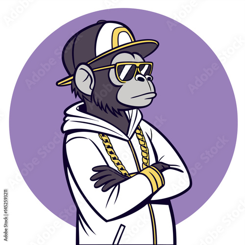 Cool Ape in Hip Hop Attire Ai-Generated