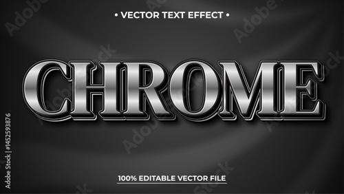 Chrome Silver 3d editable text effect style with metal color
